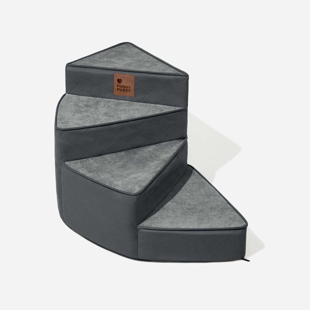 Dog Stairs for Bed & Sofa – Luxe Faux Leather Spiral Pet Steps, Water-Repellent & Washable (StepEase)