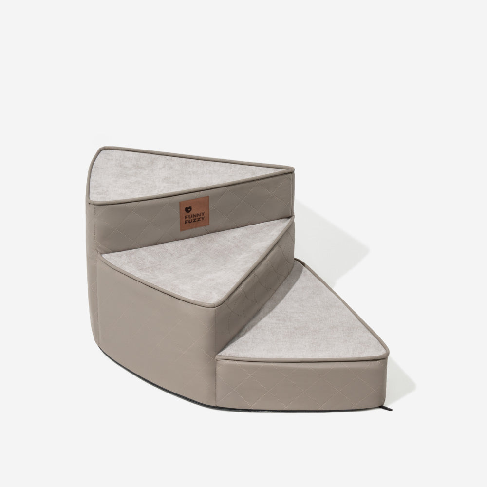Dog Stairs for Bed & Sofa – Luxe Faux Leather Spiral Pet Steps, Water-Repellent & Washable (StepEase)