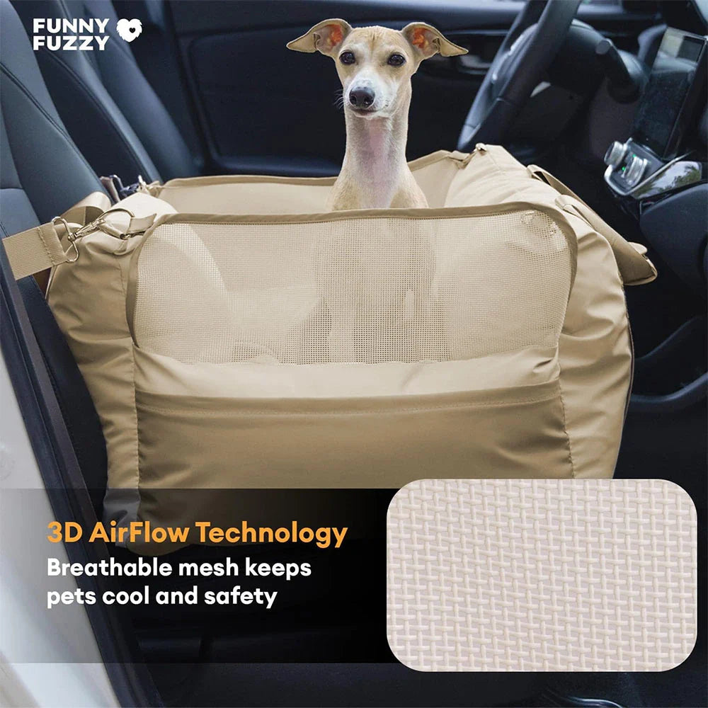 Dog Car Seat – Waterproof Breathable Booster Seat for Small & Medium Dogs, Washable Travel Bed (Pup Rover)