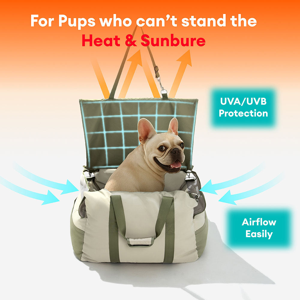 Dog Car Seat – Waterproof Breathable Booster Seat for Small & Medium Dogs, Washable Travel Bed (Pup Rover)