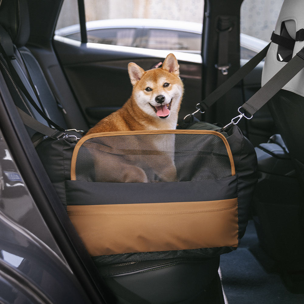 Dog Car Seat – Waterproof Breathable Booster Seat for Small & Medium Dogs, Washable Travel Bed (Pup Rover)