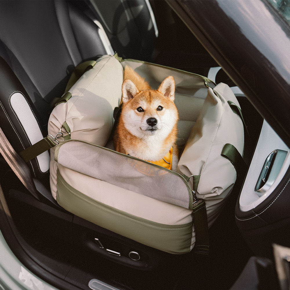 Dog Car Seat – Waterproof Breathable Booster Seat for Small & Medium Dogs, Washable Travel Bed (Pup Rover)
