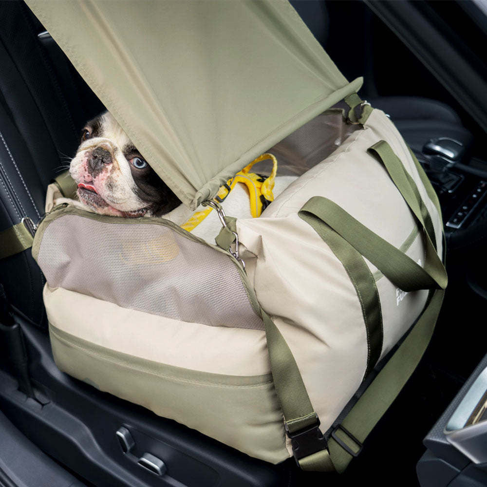 Dog Car Seat – Waterproof Breathable Booster Seat for Small & Medium Dogs, Washable Travel Bed (Pup Rover)