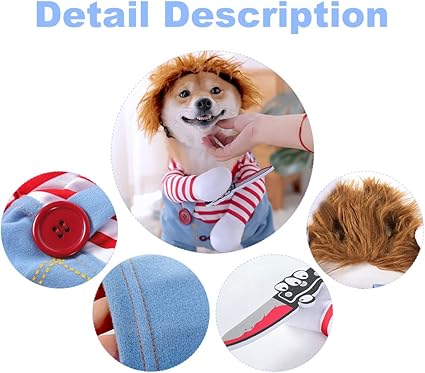 Dog Halloween Costume – Funny Pet Cosplay Outfit with Wig – Party & Holiday Dress Up for Dogs