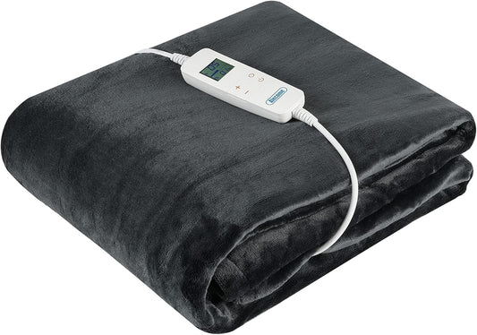Electric Heated Throw Blanket – 10 Heat Settings, 1–10h Timer, Washable 220GSM Fleece, Digital Remote, 160×130cm
