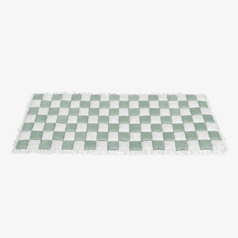 Dog Blanket for Couch – Cream Plaid Fuzzy Chenille Sofa Protector & Washable Pet Mat