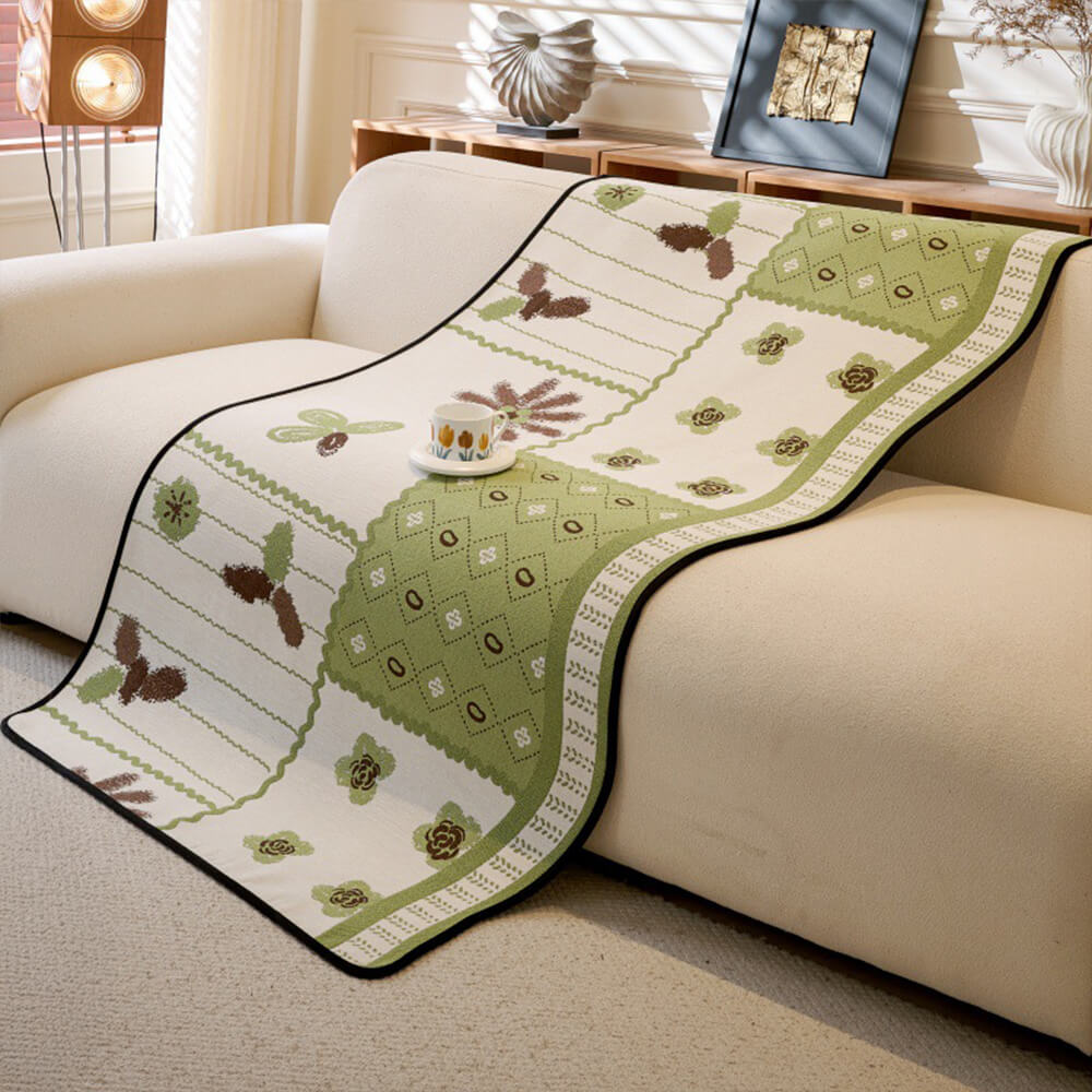 Scratch Resistant Couch Cover – Chenille Washable Non-Slip Sofa Protector, Pastoral Style Design