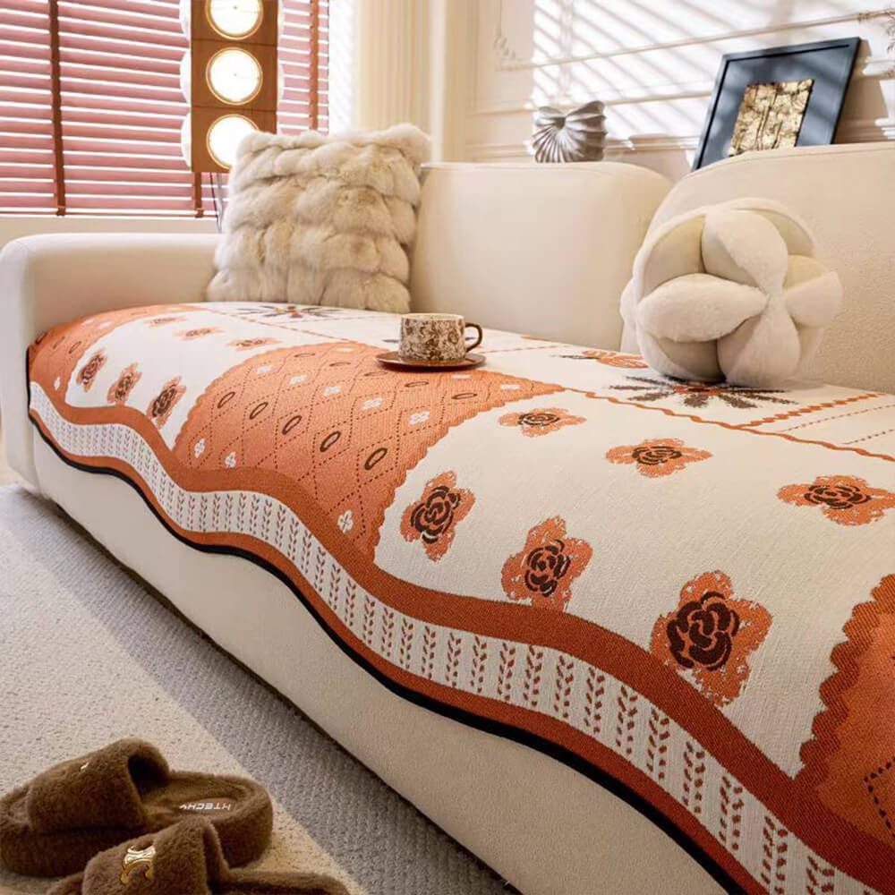 Scratch Resistant Couch Cover – Chenille Washable Non-Slip Sofa Protector, Pastoral Style Design