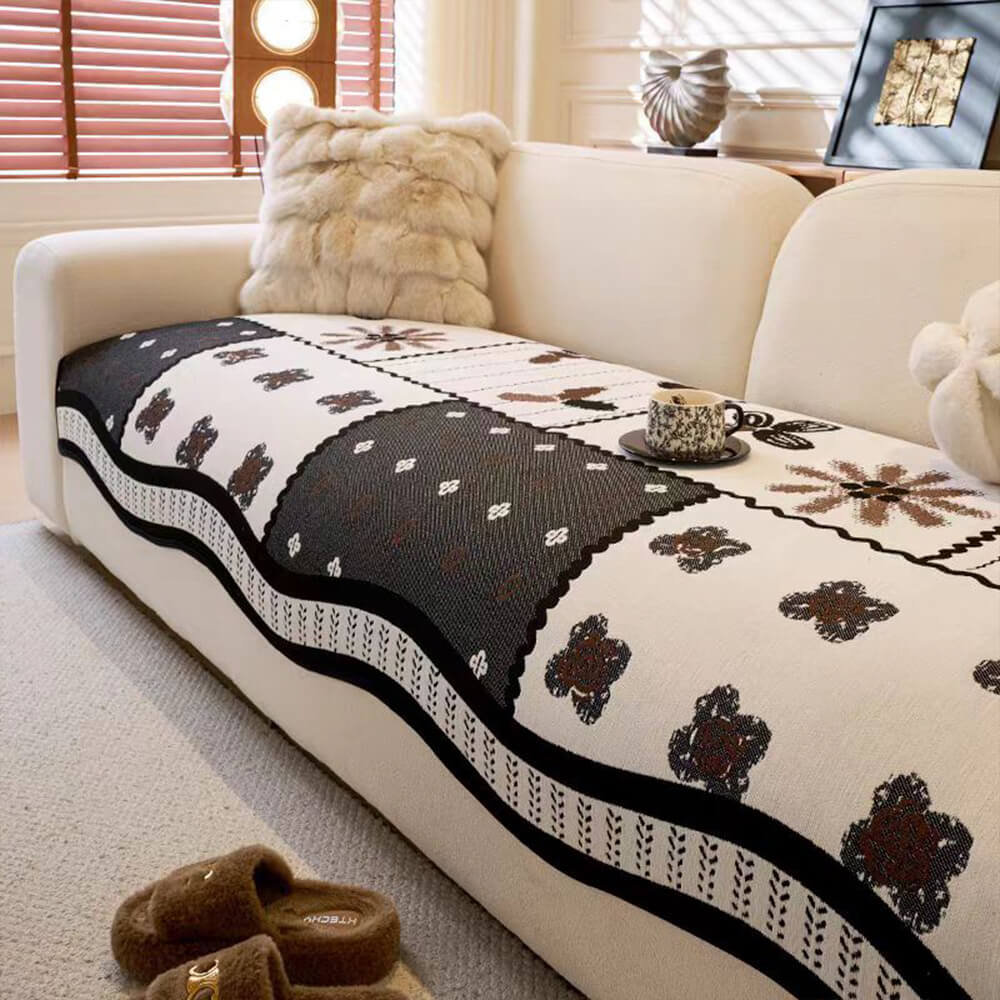 Scratch Resistant Couch Cover – Chenille Washable Non-Slip Sofa Protector, Pastoral Style Design