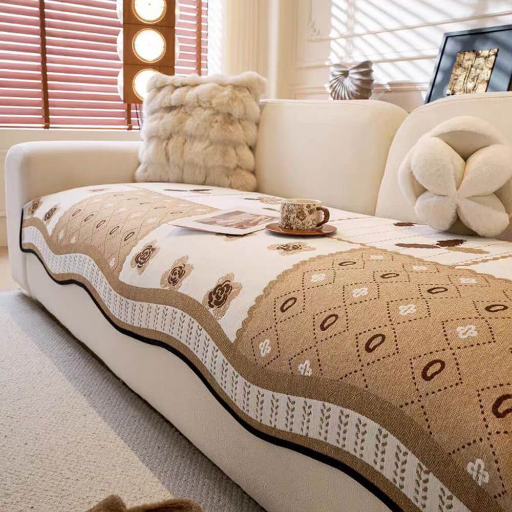 Scratch Resistant Couch Cover – Chenille Washable Non-Slip Sofa Protector, Pastoral Style Design