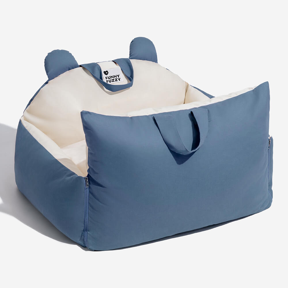 Bear Ears Dog Car Seat Bed – Safe, Cozy, Washable Pet Travel Seat for Small & Medium Dogs