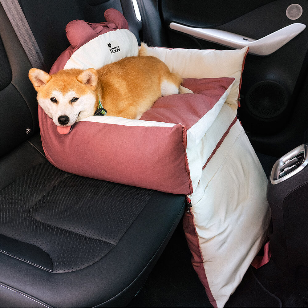 Bear Ears Dog Car Seat Bed – Safe, Cozy, Washable Pet Travel Seat for Small & Medium Dogs