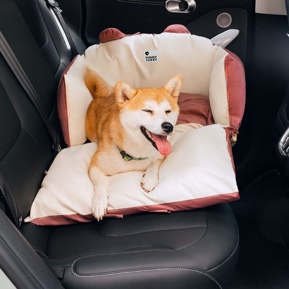 Bear Ears Dog Car Seat Bed – Safe, Cozy, Washable Pet Travel Seat for Small & Medium Dogs