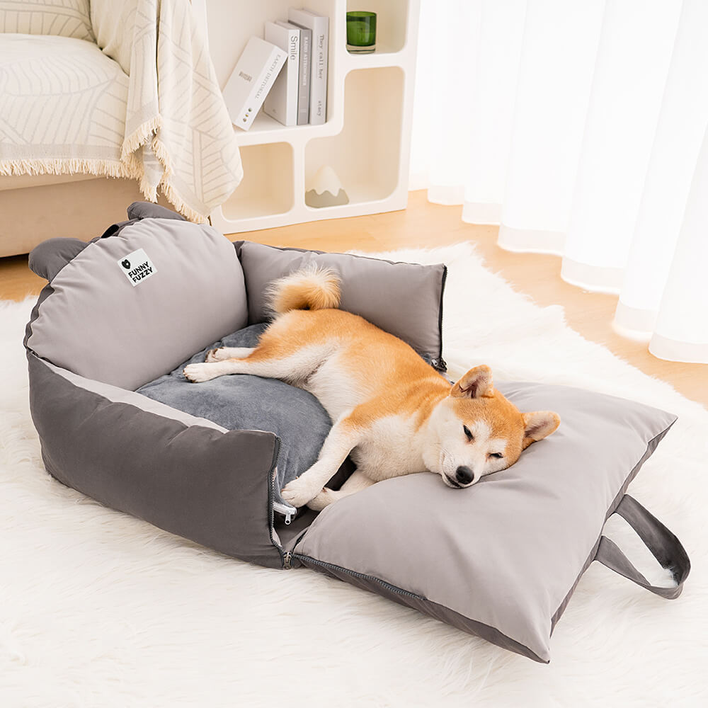 Bear Ears Dog Car Seat Bed – Safe, Cozy, Washable Pet Travel Seat for Small & Medium Dogs