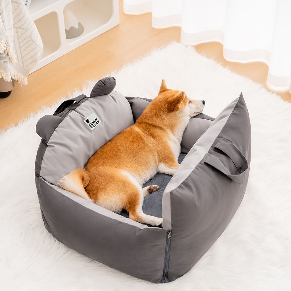 Bear Ears Dog Car Seat Bed – Safe, Cozy, Washable Pet Travel Seat for Small & Medium Dogs