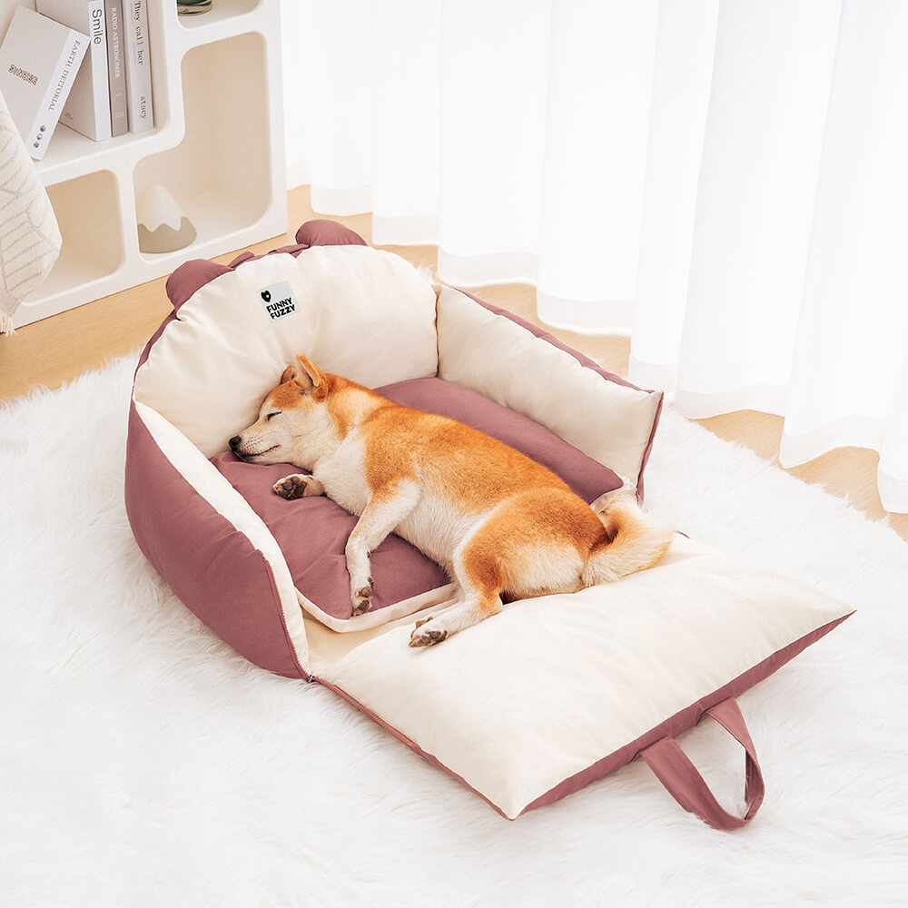 Bear Ears Dog Car Seat Bed – Safe, Cozy, Washable Pet Travel Seat for Small & Medium Dogs