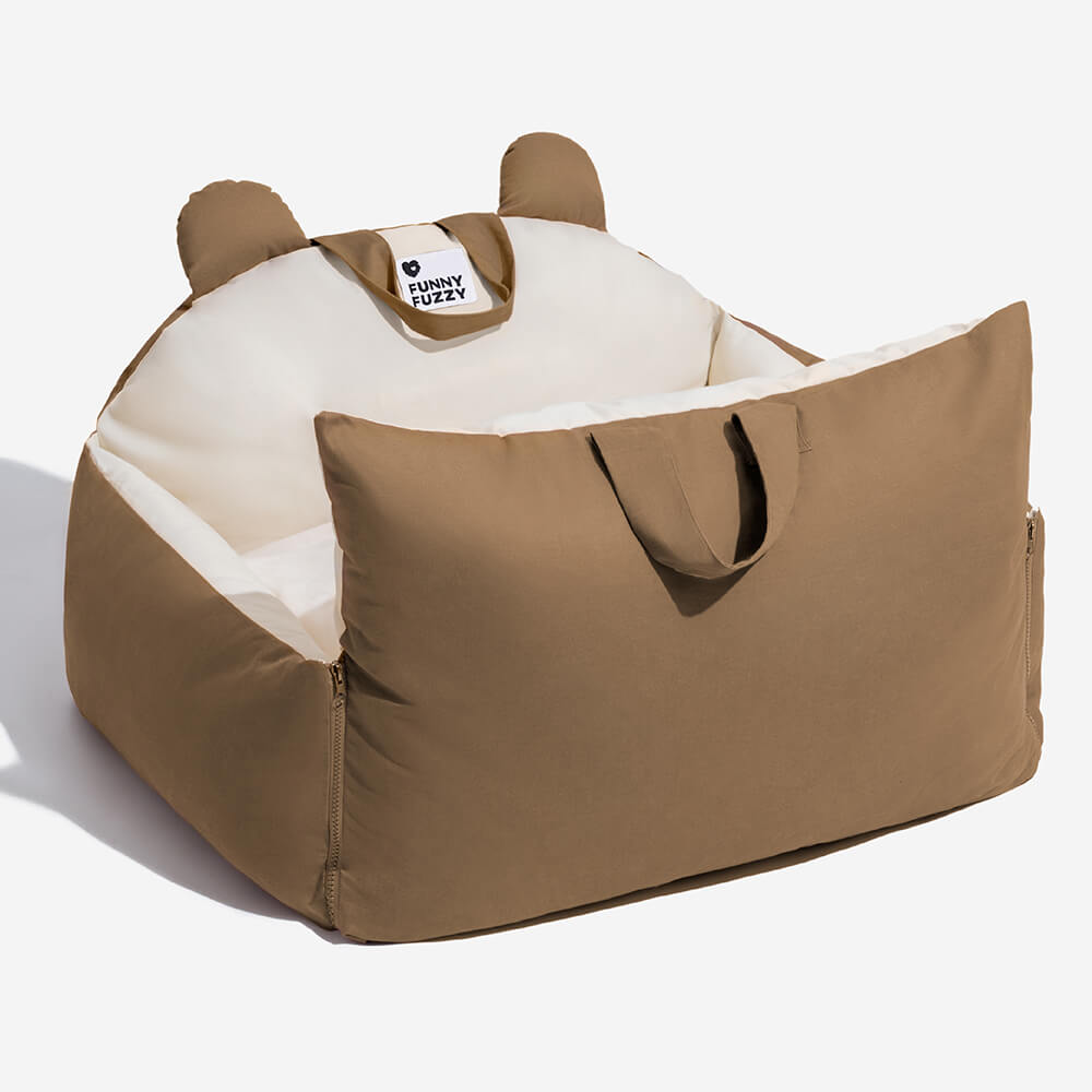 Bear Ears Dog Car Seat Bed – Safe, Cozy, Washable Pet Travel Seat for Small & Medium Dogs