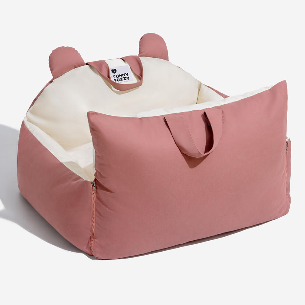 Bear Ears Dog Car Seat Bed – Safe, Cozy, Washable Pet Travel Seat for Small & Medium Dogs