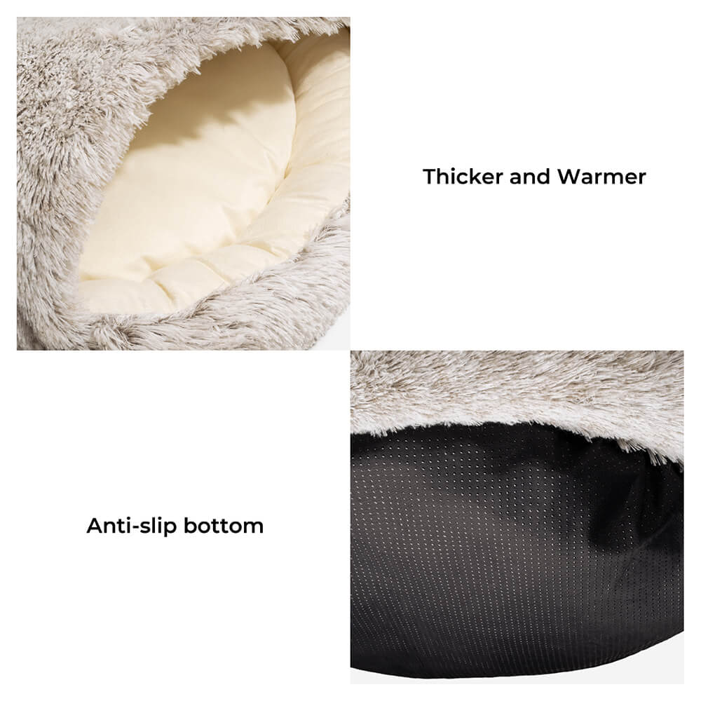 Calming Plush Semi-Enclosed Dog Bed – Cozy Pita Nest for Small & Medium Pets