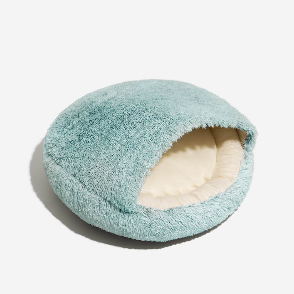 Calming Plush Semi-Enclosed Dog Bed – Cozy Pita Nest for Small & Medium Pets