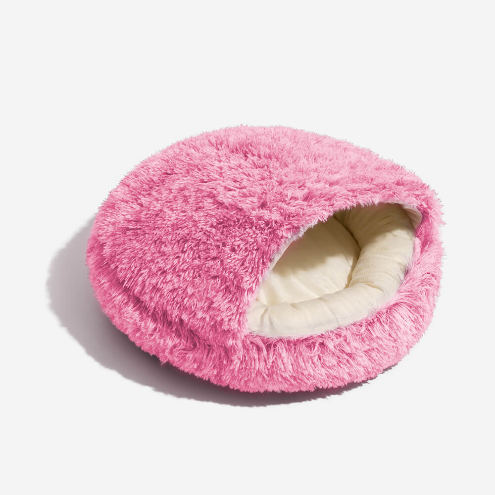 Calming Plush Semi-Enclosed Dog Bed – Cozy Pita Nest for Small & Medium Pets