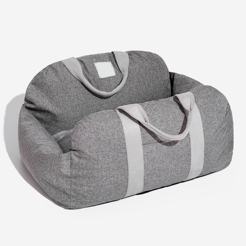 Dog Car Seat Bed – First Class Booster with Safety Belt, Washable Cushion & Travel Carrier