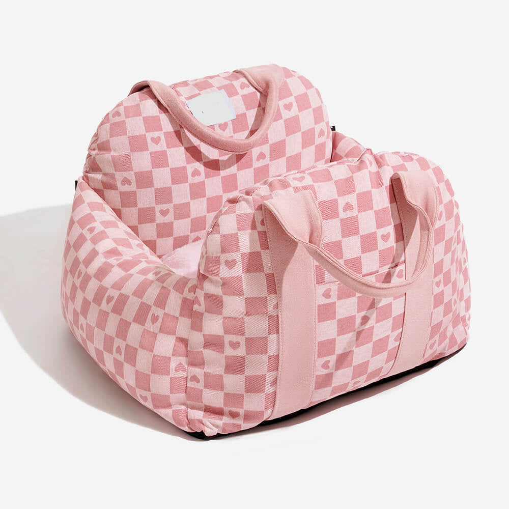 Dog Car Seat Bed – First Class Booster with Safety Belt, Washable Cushion & Travel Carrier