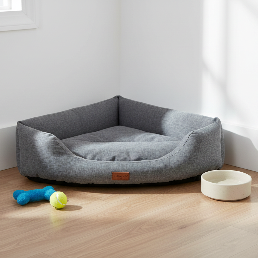 Triangular Corner Dog Bed – Space-Saving,