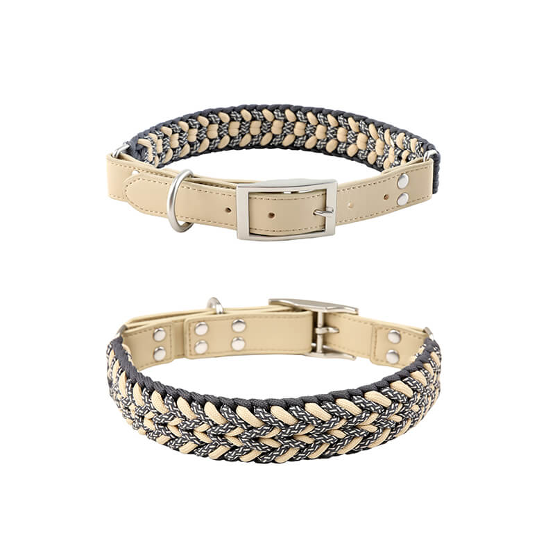 Hand-Woven Hemp Rope Dog Collar & Leash Set – Anti-Pull, 3-in-1