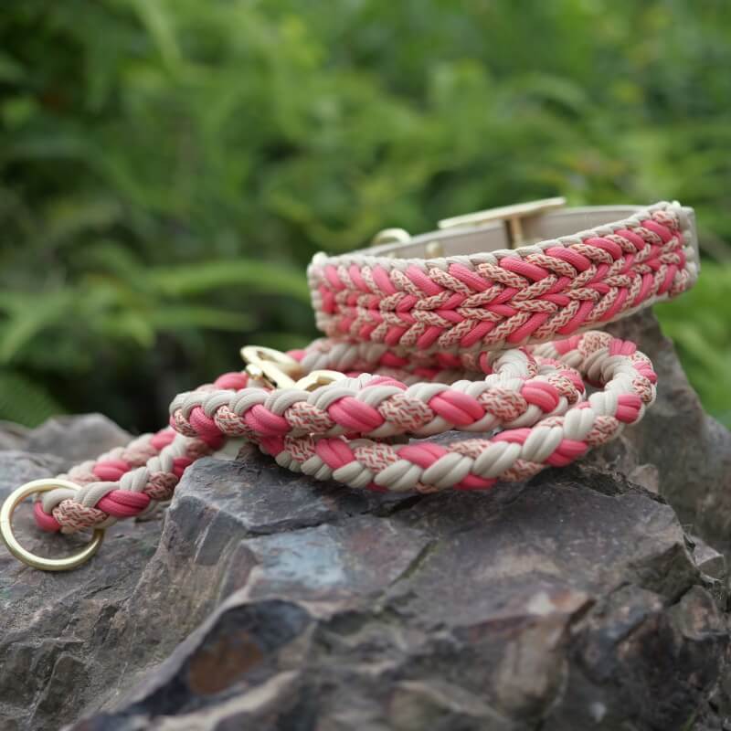 Hand-Woven Hemp Rope Dog Collar & Leash Set – Anti-Pull, 3-in-1