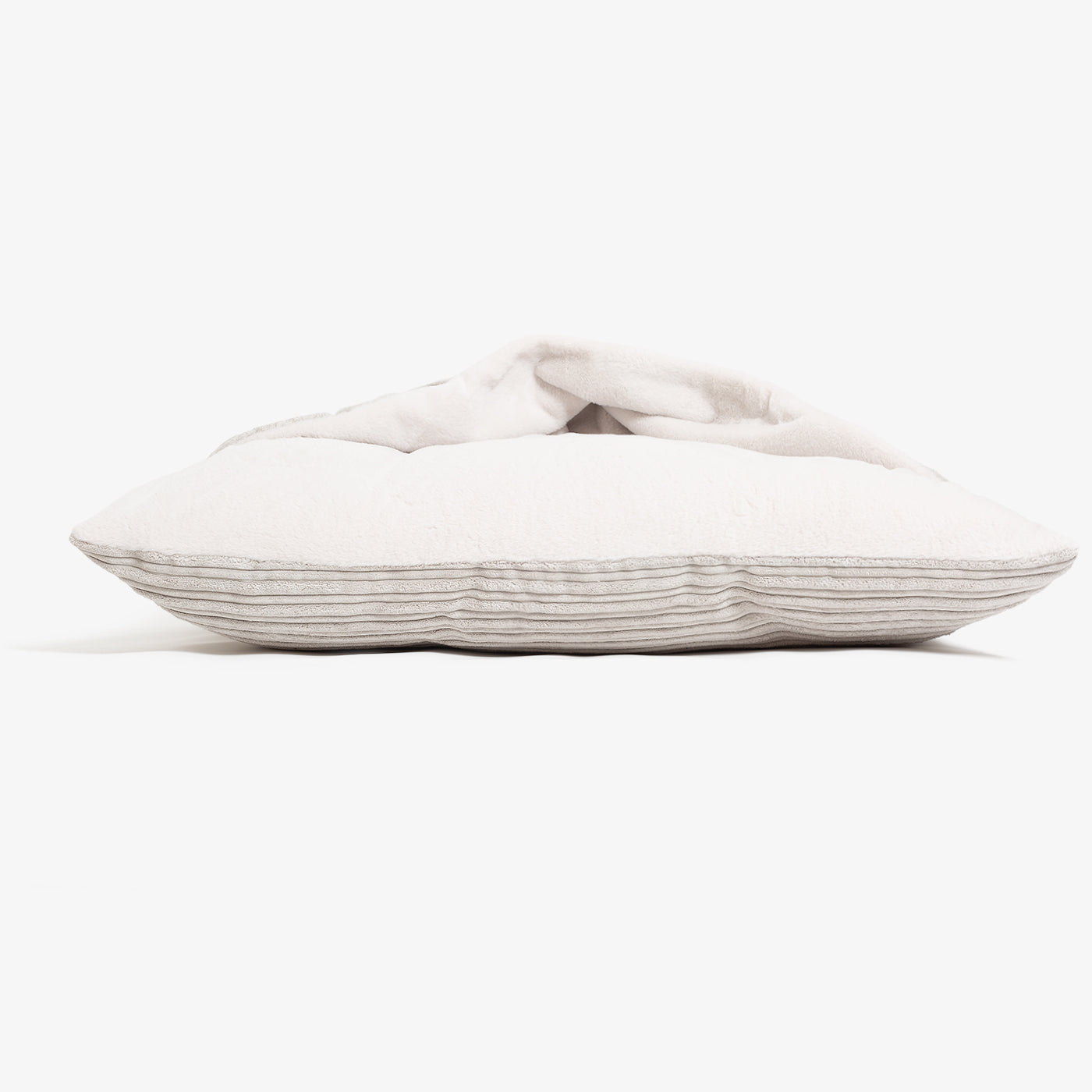 Burrow Dog Bed – Light Grey Plush Sleepy Bed with Hooded Cover & Washable Cushion by Lords & Labradors