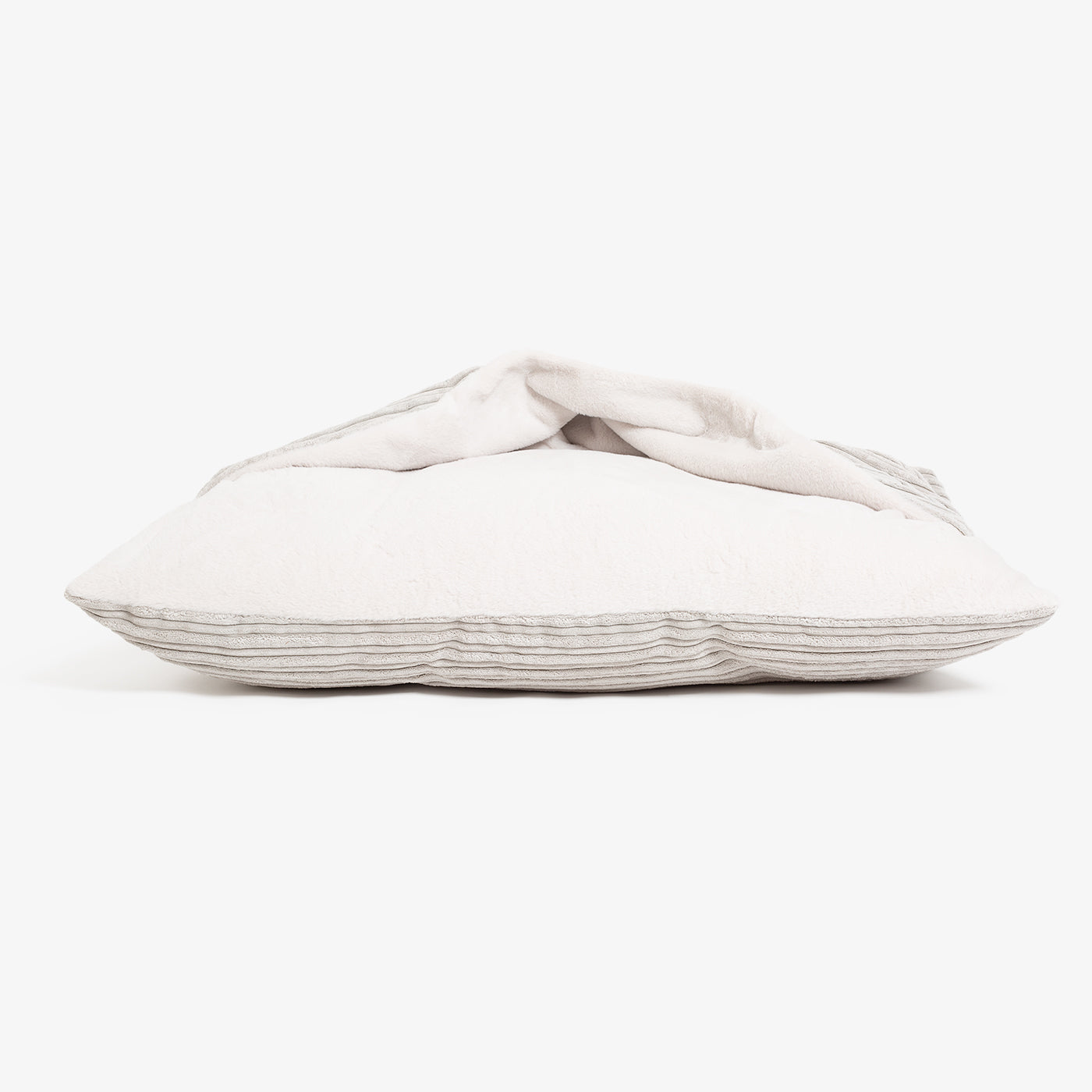 Burrow Dog Bed – Light Grey Plush Sleepy Bed with Hooded Cover & Washable Cushion by Lords & Labradors