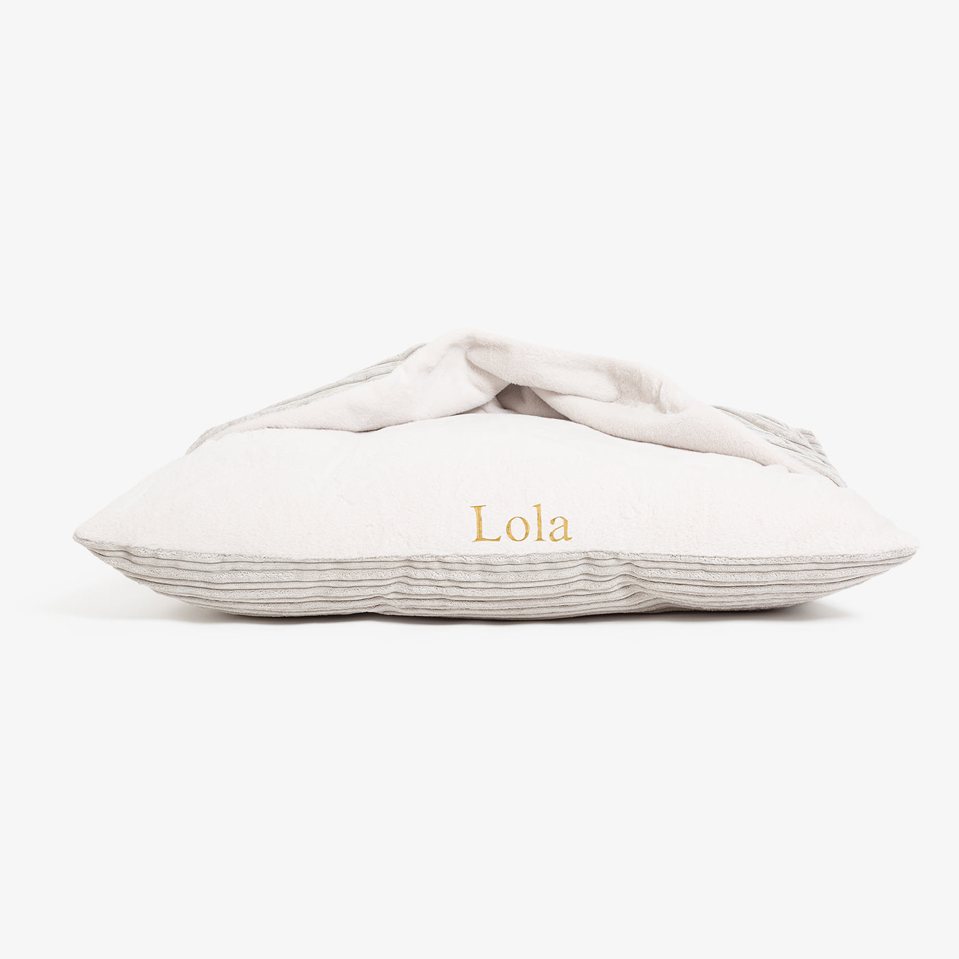 Burrow Dog Bed – Light Grey Plush Sleepy Bed with Hooded Cover & Washable Cushion by Lords & Labradors