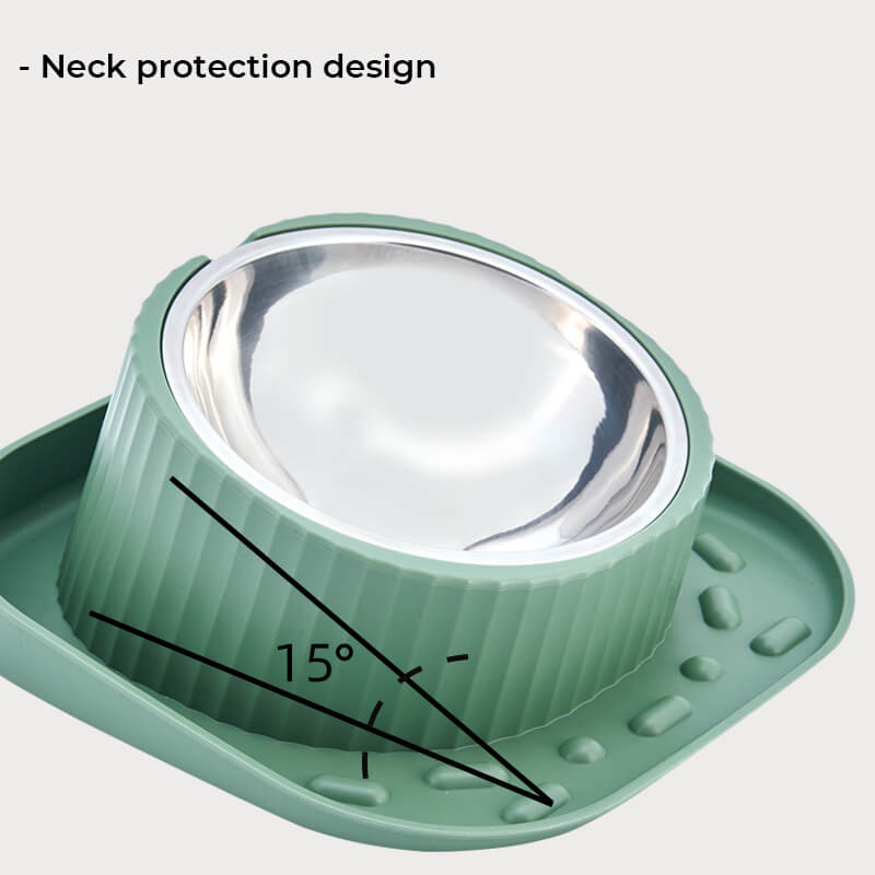 15° Tilted Dog Bowl – Spill-Proof, Non-Slip, Stainless Insert