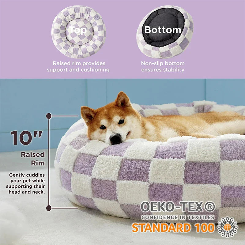 Calming Dog Bed – Anti-Anxiety Plush Washable Nest with Orthopedic Support for Small to XL Dogs