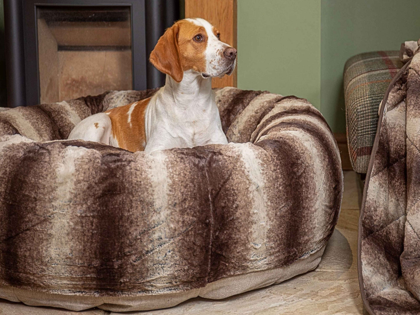 Donut Dog Bed – Brown Luxury Calming Plush Sofa Nest with Washable Removable Cover