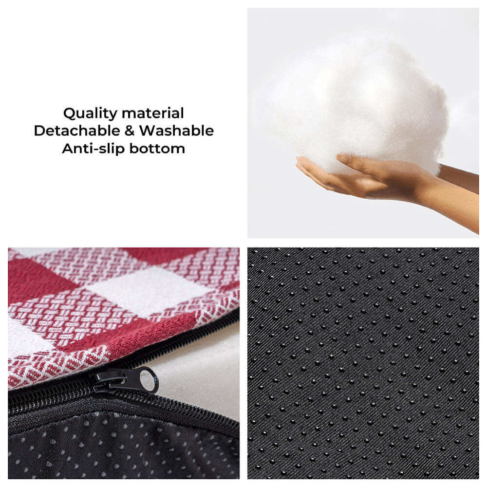 Calming Dog Bed – Festive Tartan Cozy Anti - Anxiety Washable Plush Nest with Foam Support - mafooouk