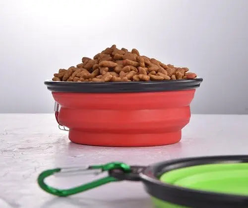 Collapsible Silicone Pet Bowl 350 ml – Foldable Travel Dish with Clip, Blue - mafooouk