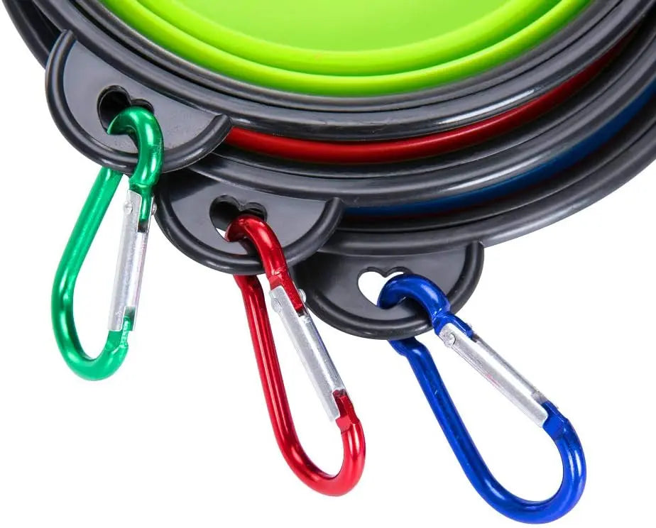 Collapsible Silicone Pet Bowl 350 ml – Foldable Travel Dish with Clip, Blue - mafooouk
