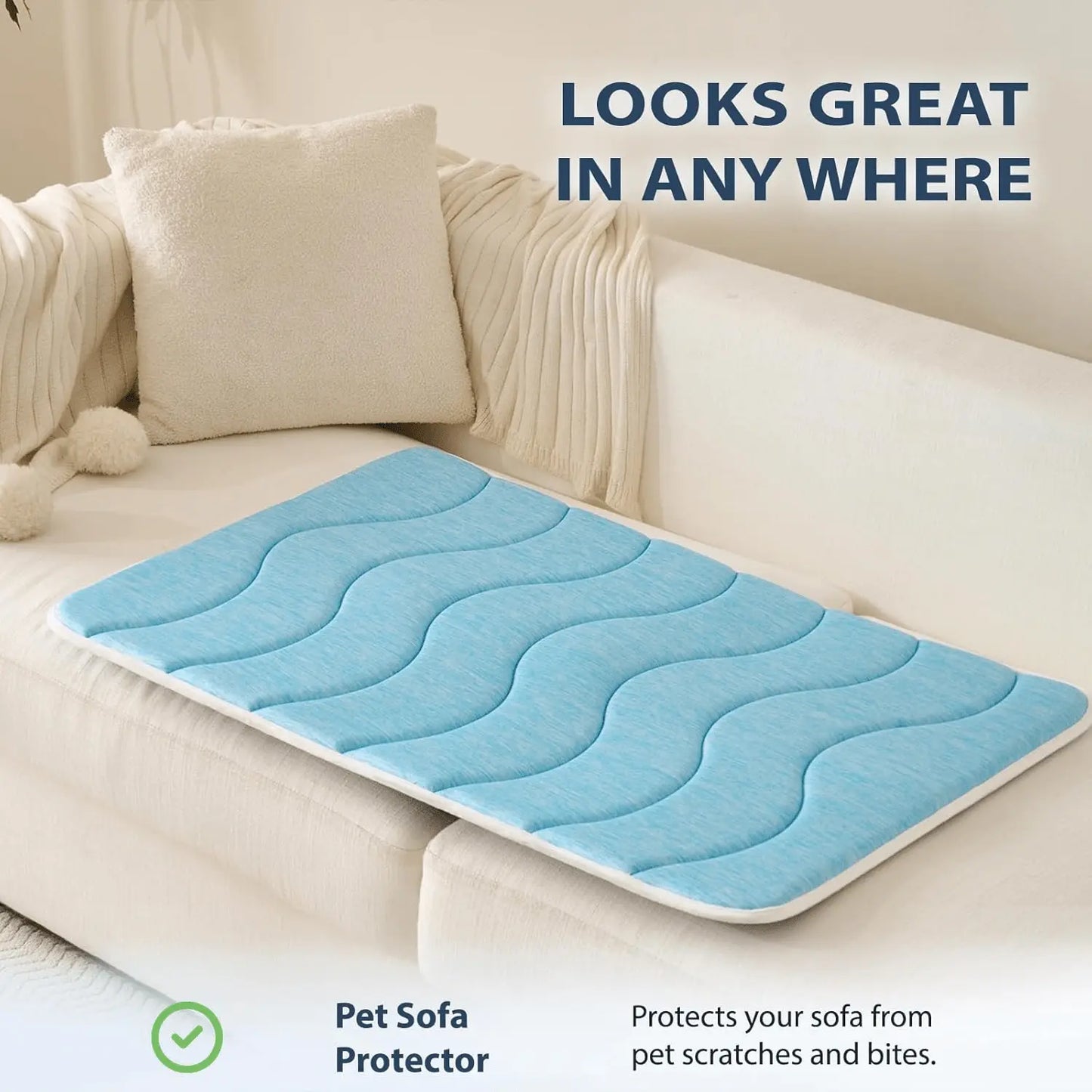 Cooling Dog Foam Pad – Sky Blue Summer Sleeping Mat with Non - Slip Base, Safe Washable Flat Pet Bed for Home & Travel - mafooouk