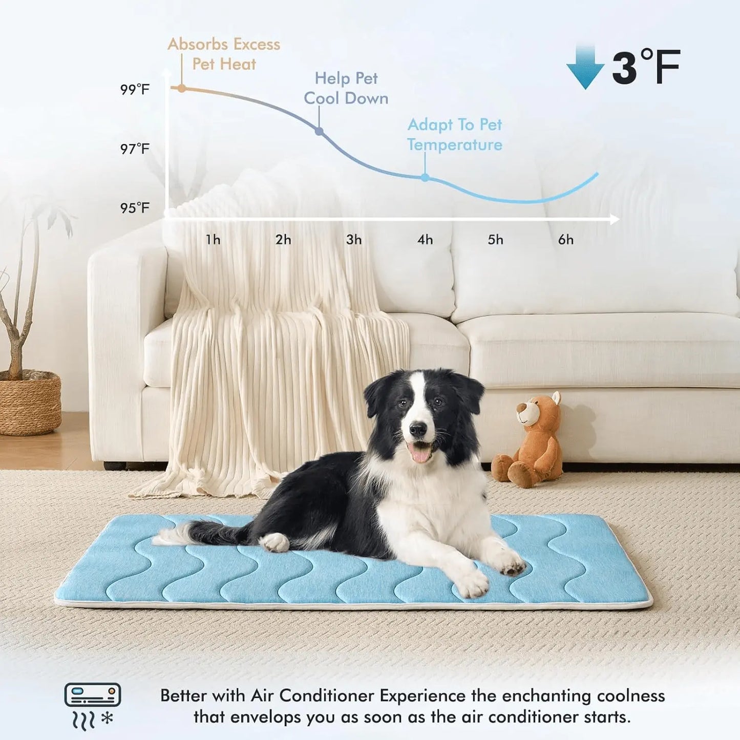 Cooling Dog Foam Pad – Sky Blue Summer Sleeping Mat with Non - Slip Base, Safe Washable Flat Pet Bed for Home & Travel - mafooouk