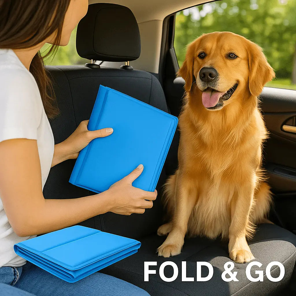 Cooling Dog Mat 60 × 44 cm – Self - Cooling Gel Pad for Dogs & Cats, Waterproof Foldable Blue Pet Cooling Pad - mafooouk
