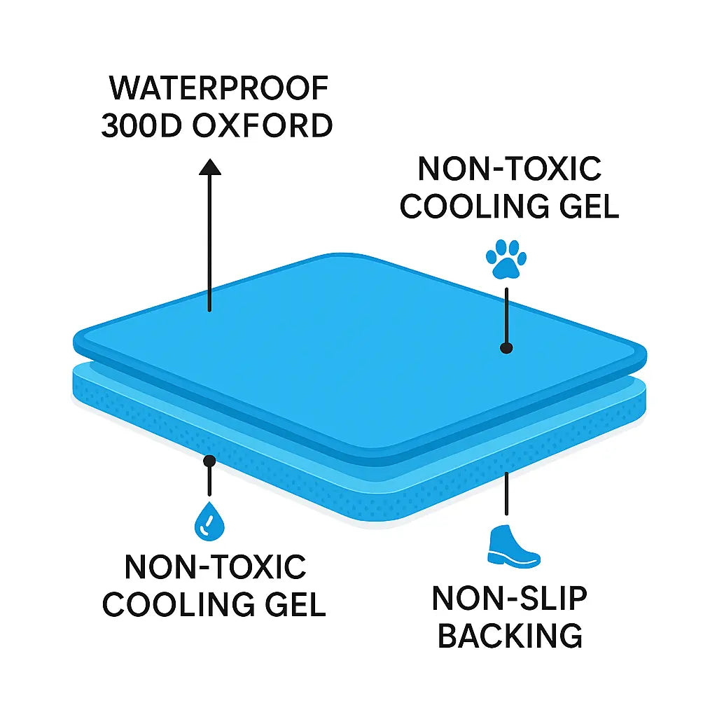 Cooling Dog Mat 60 × 44 cm – Self - Cooling Gel Pad for Dogs & Cats, Waterproof Foldable Blue Pet Cooling Pad - mafooouk