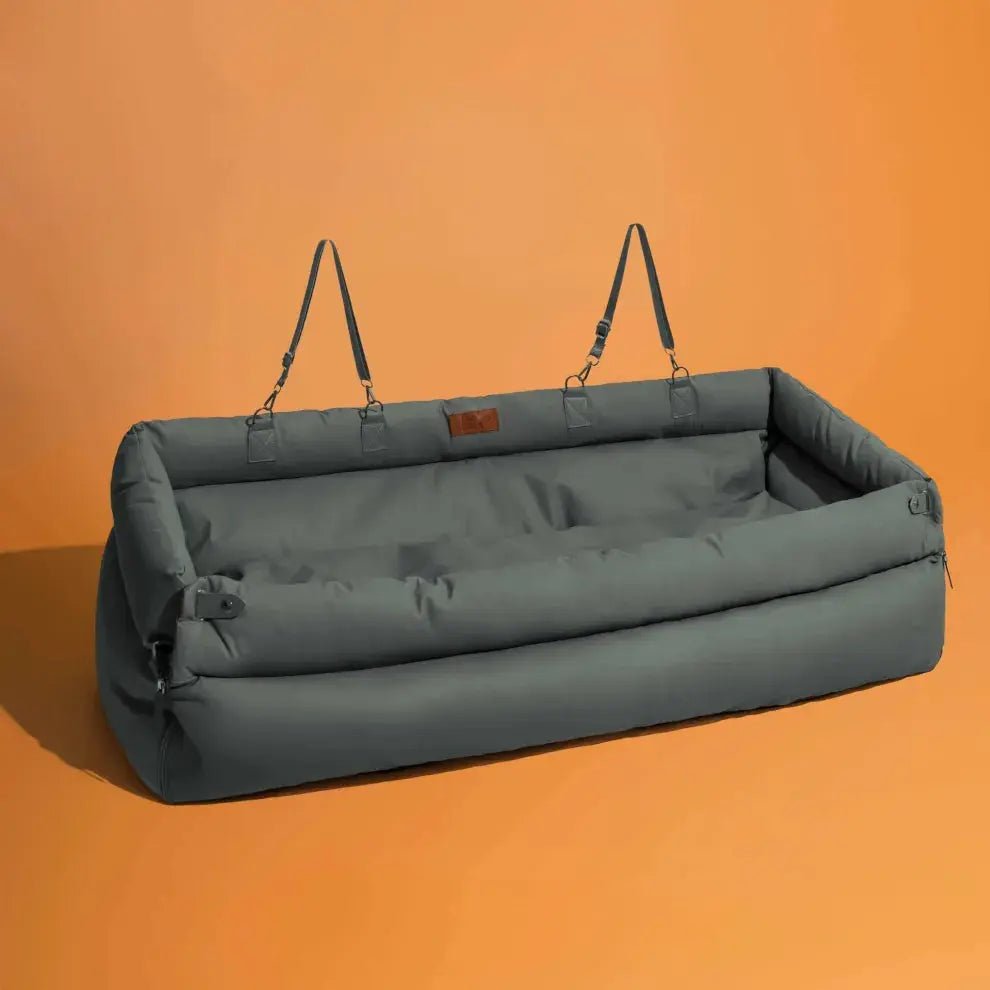 Deluxe Faux - Leather Dog Car Seat & Booster Bed with Safety Harness - mafooouk