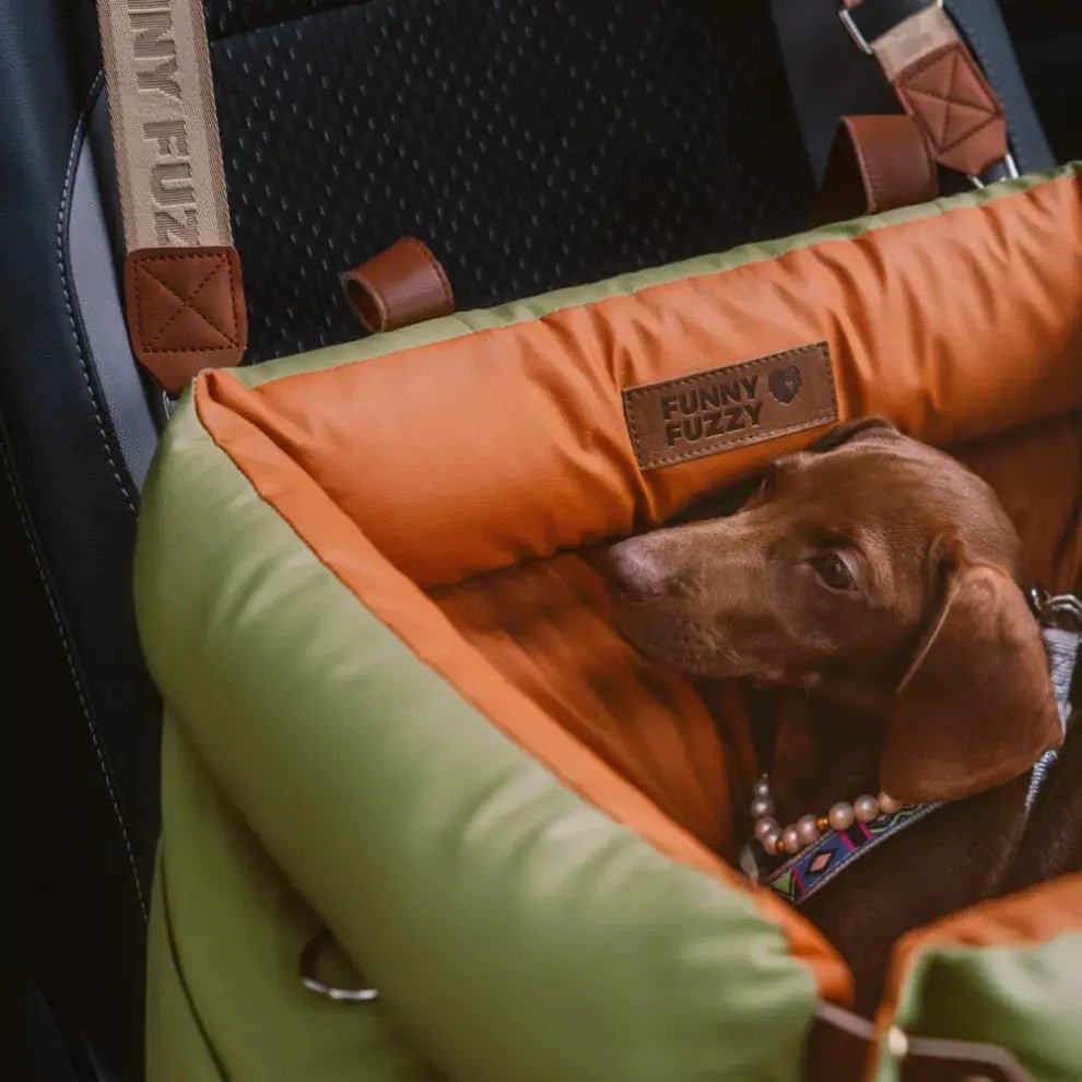Deluxe Faux - Leather Dog Car Seat & Booster Bed with Safety Harness - mafooouk