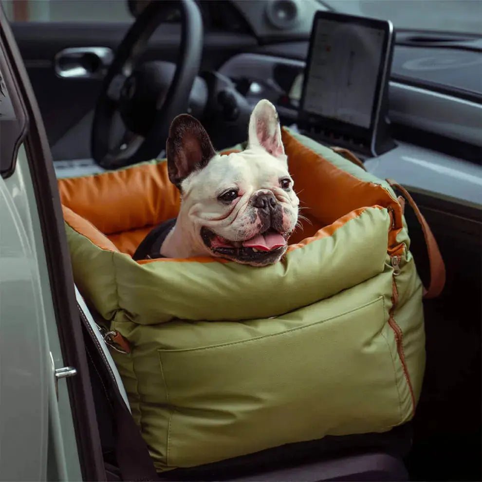 Deluxe Faux - Leather Dog Car Seat & Booster Bed with Safety Harness - mafooouk