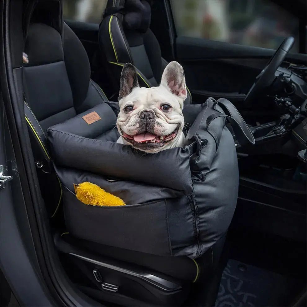 Deluxe Faux - Leather Dog Car Seat & Booster Bed with Safety Harness - mafooouk