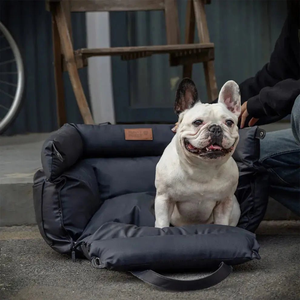 Deluxe Faux - Leather Dog Car Seat & Booster Bed with Safety Harness - mafooouk
