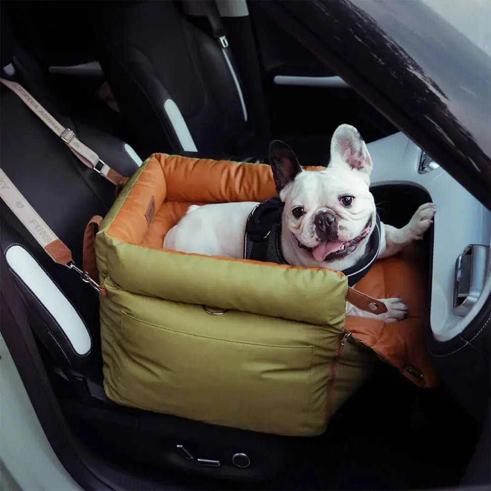 Deluxe Faux - Leather Dog Car Seat & Booster Bed with Safety Harness - mafooouk