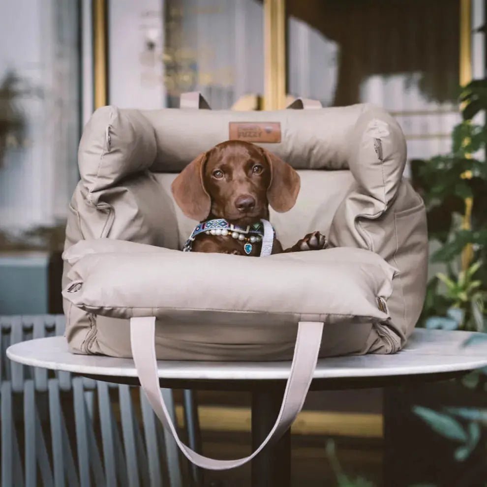 Deluxe Faux - Leather Dog Car Seat & Booster Bed with Safety Harness - mafooouk